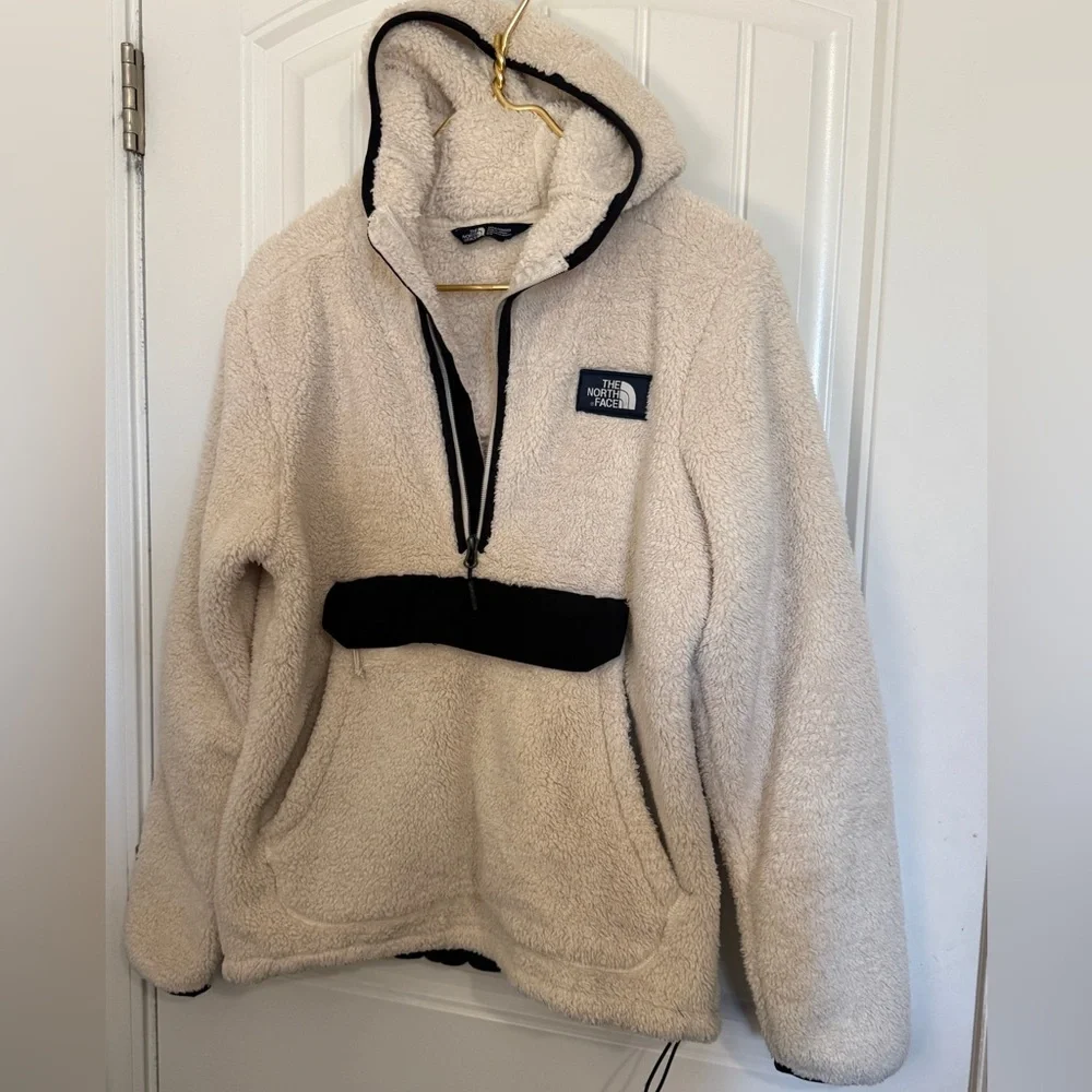 The North Face Campshire Pullover Hoodie, Vintage off White/TNF Black